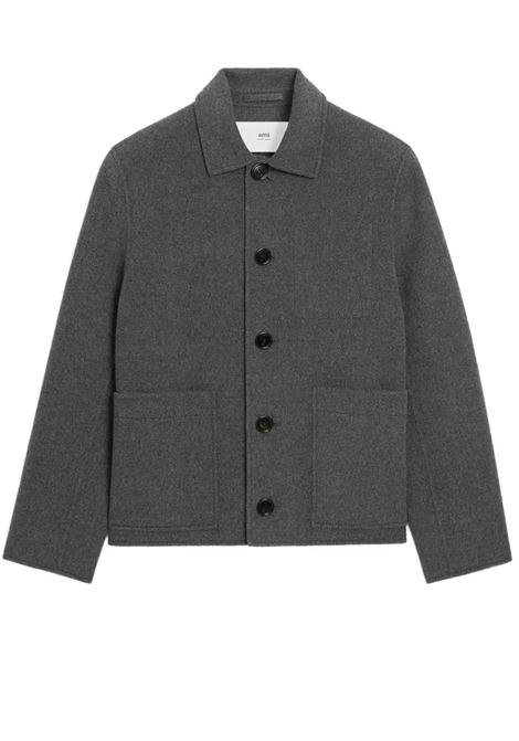boxy buttoned jacket man grey AMI PARIS | HJK844.WV0022055